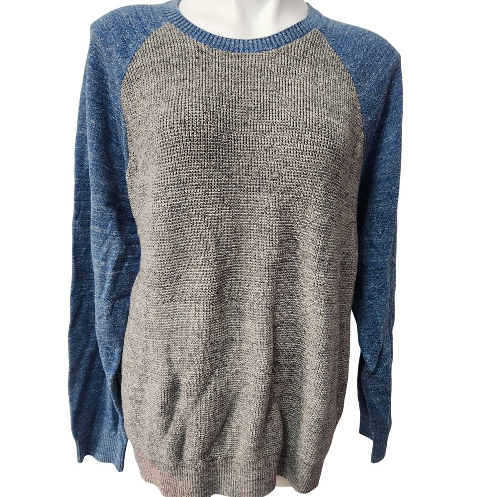 Gap Cotton Waffle Knit Raglan Sleeve Crewneck‎ Sweater Colorblock Baseball
